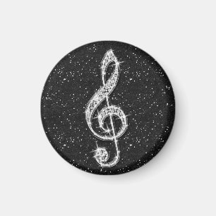 Utskrivaven Glitzy Sparkly diamantmusik noterar Magnet