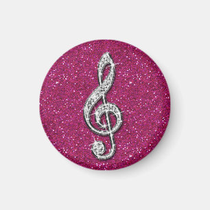 Utskrivaven Glitzy Sparkly diamantmusik noterar Magnet