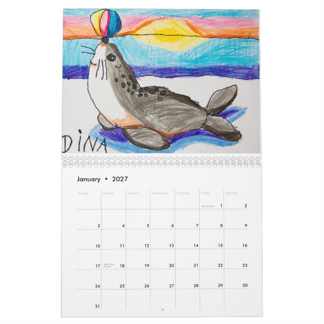 Utskrivaven kalender för Dina konst anpassningsbar (Jan 2027)