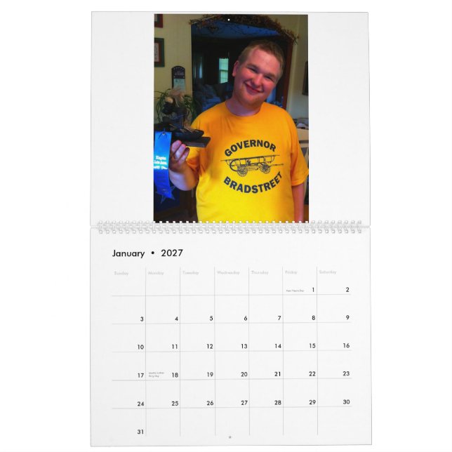 Utskrivaven kalender för smula dagböcker (Jan 2027)