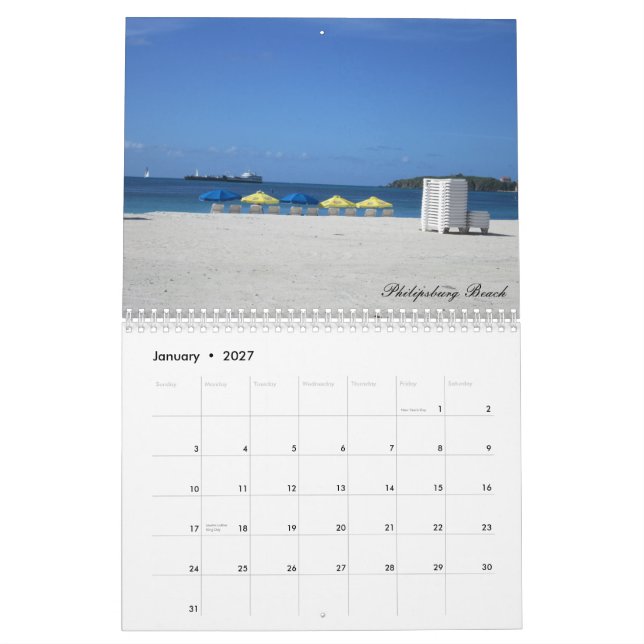 Utskrivaven kalender för St. Maarten (Jan 2027)