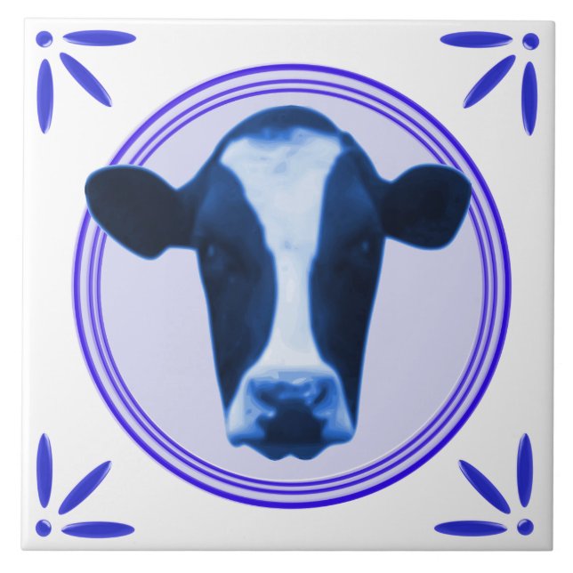 Utskrivaven koHolland Delftware-Delft-Blått-Look Kakelplatta (Framsidan)