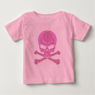 Utskrivaven rosa Rhinestoneskalle & Crossbones T Shirt
