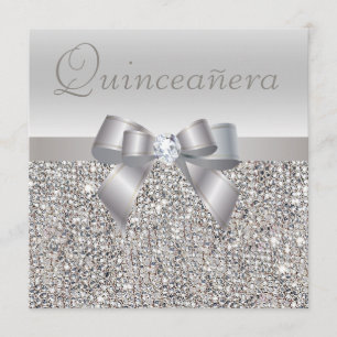 Utskrivaven silverSequins, pilbåge & diamant Inbjudningar