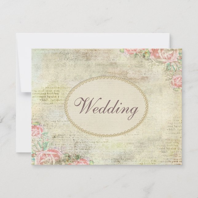 Utskrivavet gifta sig för pärlor & för snöreshabby inbjudningar (Framsida)