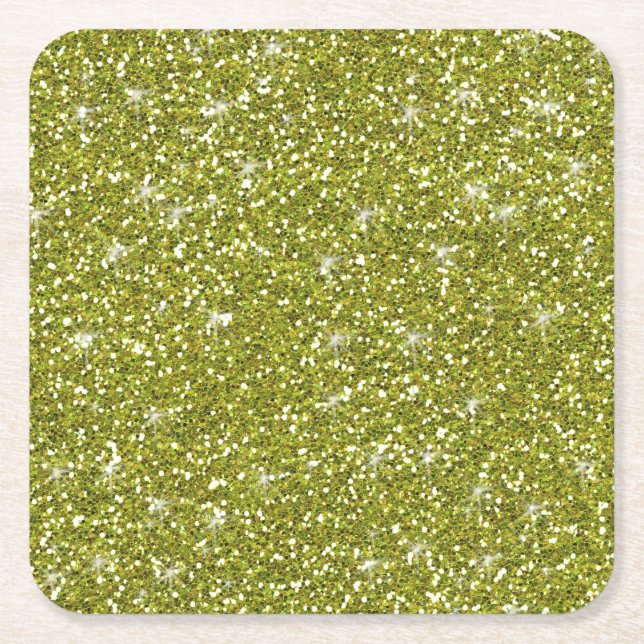 Utskrivavet grönt glitter underlägg papper kvadrat (Framsidan)