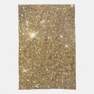 Utskrivavet lyxigt guld- glitter - avbilda kökshandduk
