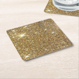 Utskrivavet lyxigt guld- glitter - avbilda underlägg papper kvadrat