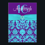 UTSKRIVAVNA BANDlilor, 16th födelsedaginbjudan 2 Inbjudningar<br><div class="desc">Tillfoga någon glitz och glam till ditt party, Quinceanera eller bat mitzvah för sötsak 16 med denna chic lilor, turkosblått och för sweet sixteenfödelsedag för vit damastast inbjudan med ett UTSKRIVAVET band för aquablåttsatäng och en UTSKRIVAVEN diamantjuvelbrosch på den. Om du kräver några matcha objekt i denna design, eller om...</div>