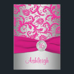 UTSKRIVAVNA BANDrosor, inbjudan för sötsak 16 för<br><div class="desc">Denna elegant och moderna shock rosa och födelsedagsfest inbjudan för sweet sixteen för silvergrå färg damastast har ett UTSKRIVAVET fuchsia rosa band med UTSKRIVAVNA juvlar för en diamant att cirkla broschen på den. Om du kräver några matcha objekt, eller om du skulle något liknande det i en annan färgkombination, eller...</div>