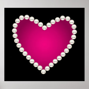 Utskrivavna fauxpärlor och rosa hjärta poster