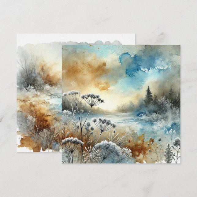 Utskrivbar automatisk vattenfärgsskrapbok för vatt inbjudningar (Fram/baksida)