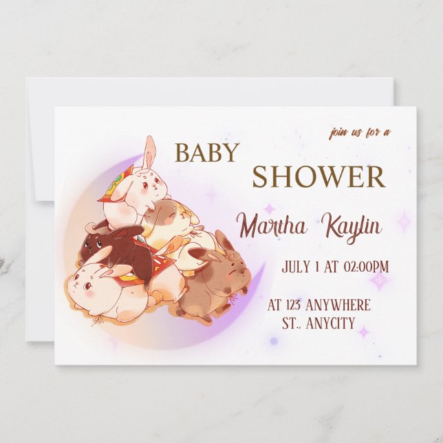 Utskrivbar Baby Shower Inbjudan (Framsida)