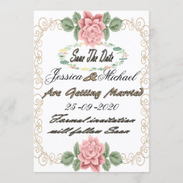 Utskrivbar Blommig Spara Datum Kort Mall