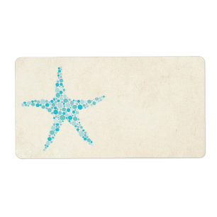 Utskrivbar Bröllop Beach Wedding Starfish Sticker Fraktsedel