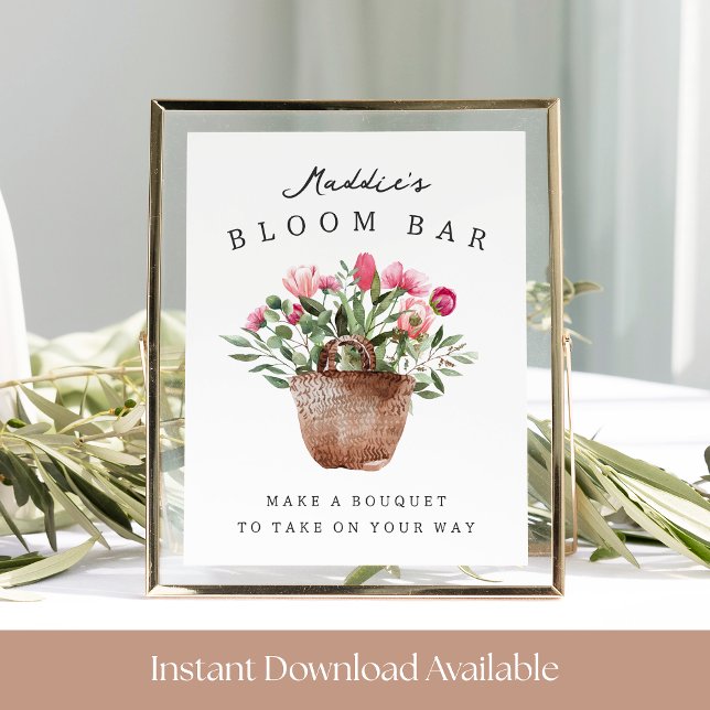 Utskrivbar Bröllopsfest Blomsterbarskylt Poster (Skapare uppladdad)