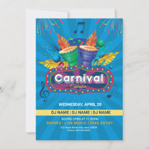 Utskrivbar Carnival Party Flyer-mall Inbjudningar