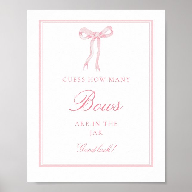 Utskrivbar Coquette Rosa Gissa Hur Många Slingor S Poster (Framsidan)