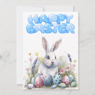 Utskrivbar Cute Bunny Påsk Hälsning 5x7 Julkort
