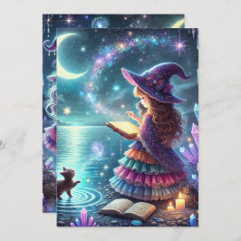 Utskrivbar Cute Whimsical Witch Halloween Magic Inbjudningar