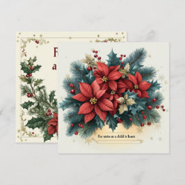 Utskrivbar Festive Poinsettia Ntivity Bible Verse Inbjudningar