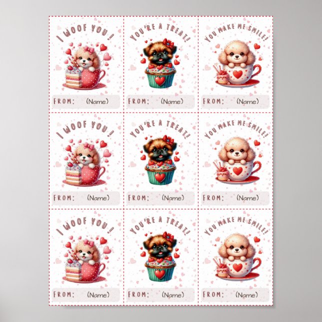 Utskrivbar för barn i Cute Classroom Valentine Car Poster (Framsidan)