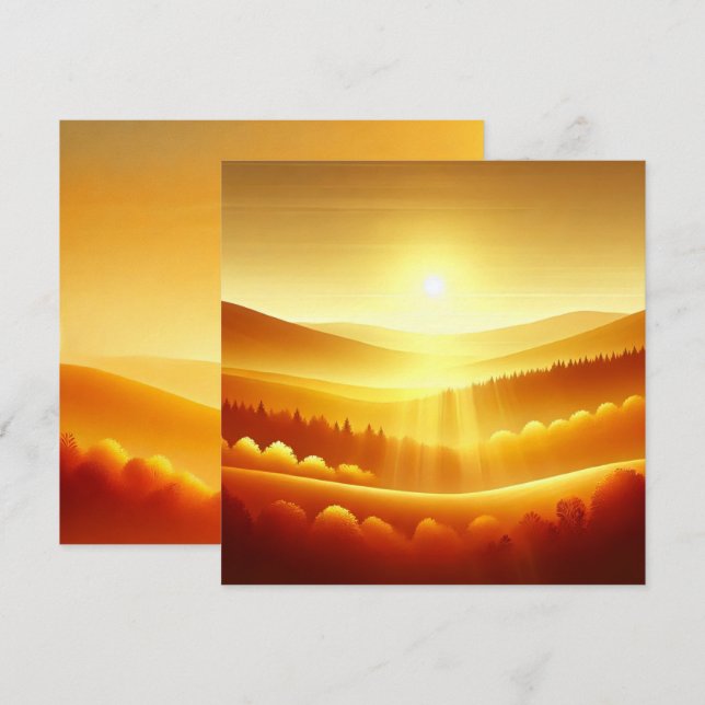 Utskrivbar Golden Sunrise Autumnal Ombre Scrapbook Inbjudningar (Fram/baksida)