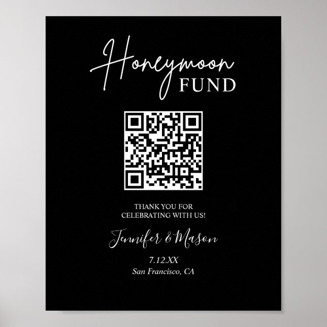 Utskrivbar honeyMånfond - tecken QR-kod svart Poster (Framsidan)