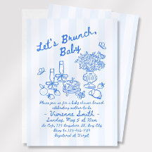 Utskrivbar inbjudan till hand plockade Brunch Baby