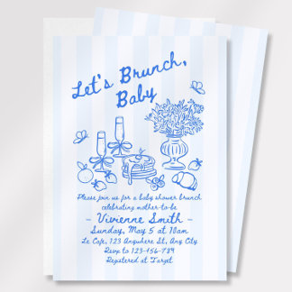 Utskrivbar inbjudan till hand plockade Brunch Baby