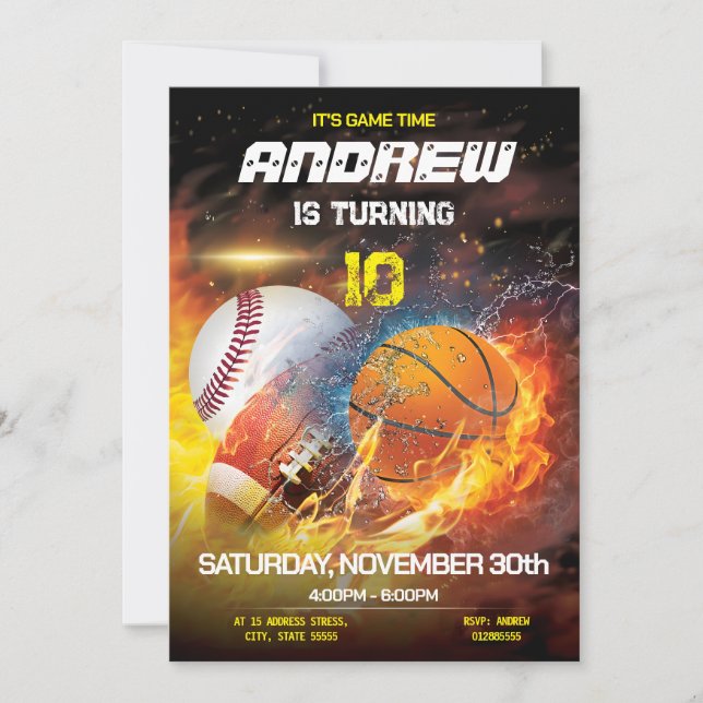 Utskrivbar inbjudan till personliga sporter på föd (Framsida)