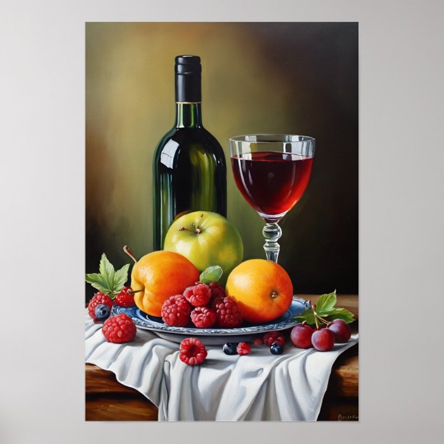 Utskrivbar konst av vin och livsmedel poster (Framsidan)