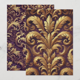 Utskrivbar Lila & Guld Victorian Acanthus Inbjudningar