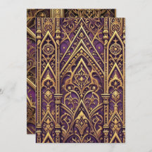 Utskrivbar Lila & Guld Victorian Gothic Mönster