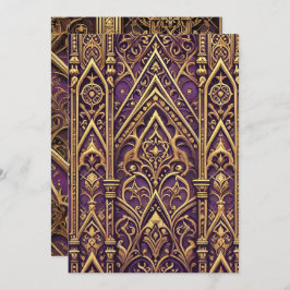 Utskrivbar Lila & Guld Victorian Gothic Mönster Inbjudningar