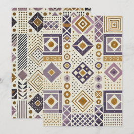 Utskrivbar Lila och Guld skandinavisk geometri Inbjudningar