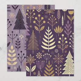 Utskrivbar Lila och skandinavisk Guld Inbjudningar