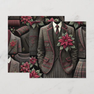 Utskrivbar Mörk Akademia Uniforms Poinsettia Pappe Inbjudningar