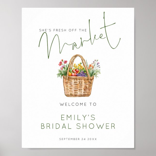 Utskrivbar Ny på Marknaden Välkommen Bröllopsfest Poster (Framsidan)