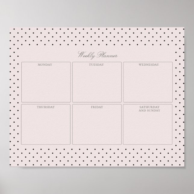 Utskrivbar rosa-prickad veckoskylt poster (Framsidan)