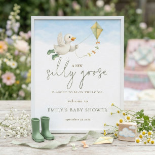 Utskrivbar söt dum gås drakbaby shower poster