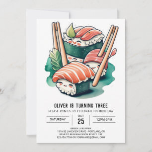 Utskrivbar Sushi Nattdag-födelsedag Inbjudningar