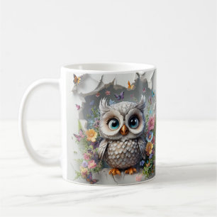 Utskrivbar utformning av Lycklig mors dag 3d Uggla Kaffemugg