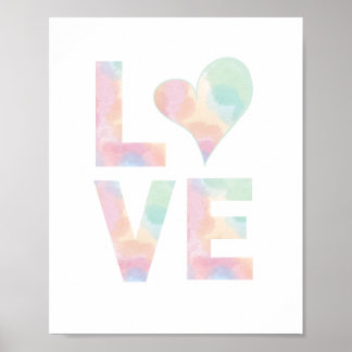 Utskrivbar utformning av väggen KÄRLEK med vattenf Poster