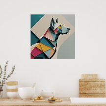 Utskrivbar vacker geometrisk illustration Hund