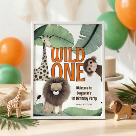 Utskrivbar Vild En Safari Välkommen 1-årsdag Poster