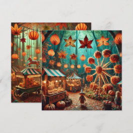 Utskrivbar Whimsical Höstmarknad Scrapbook Inbjudningar