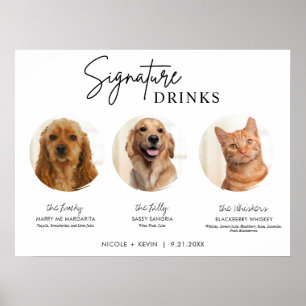 Utskrivbara 3 Pets Namnteckning Drinks Sign Bröllo Poster