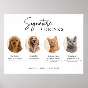 Utskrivbara 4 Pets Namnteckning Drinks Bröllop Pub Poster