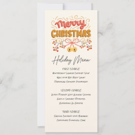 Utskrivbara bär och Klockor Helgdag Menu Inbjudningar